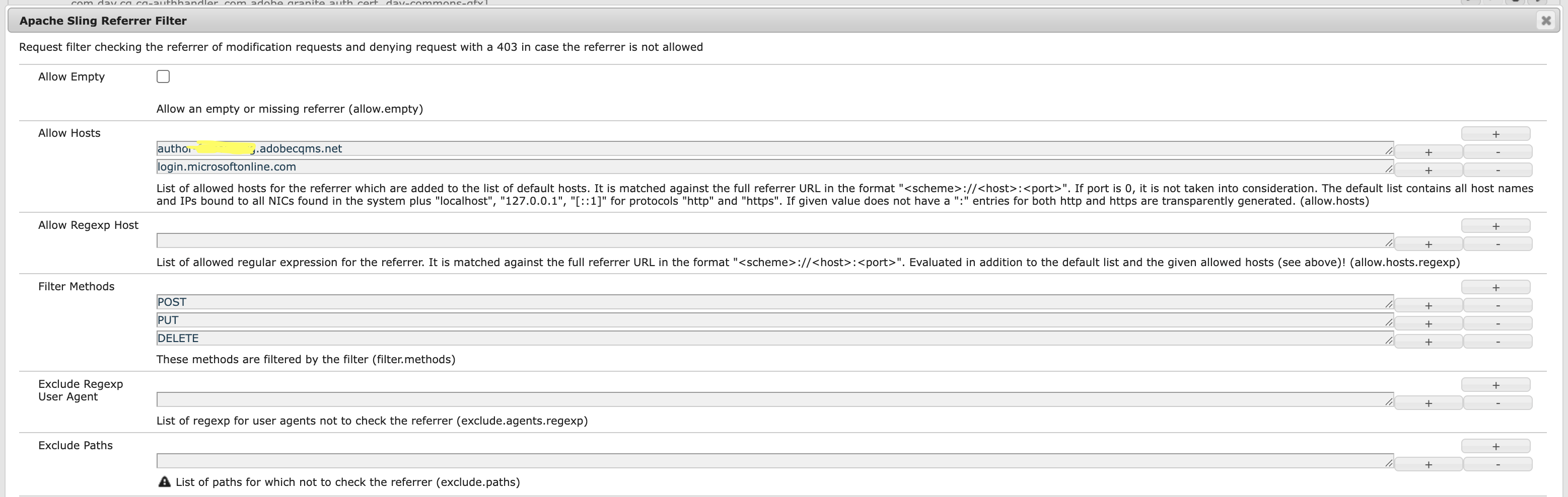 Apache Sling Referrer Filter